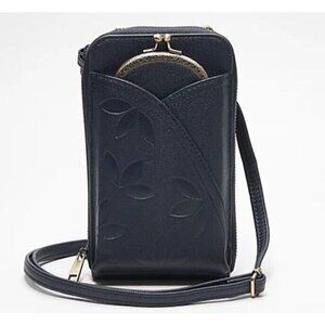 Save the Girls Kisslock Touchscreen Crossbody with RFID- Kiss Navy color